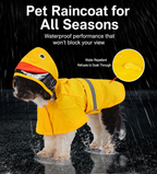 UTONPET Reflective Waterproof Pet Rain Jacket, No Blocked Vision Easy Put On Outdoor Rainwear for Cats & Dogs