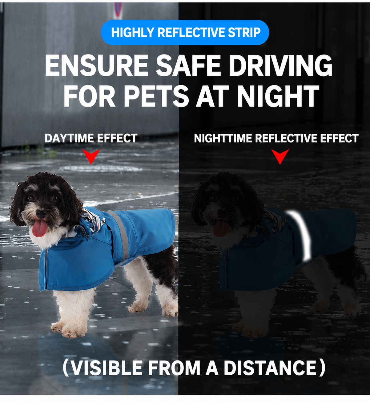 UTONPET Reflective Waterproof Pet Rain Jacket, No Blocked Vision Easy Put On Outdoor Rainwear for Cats & Dogs
