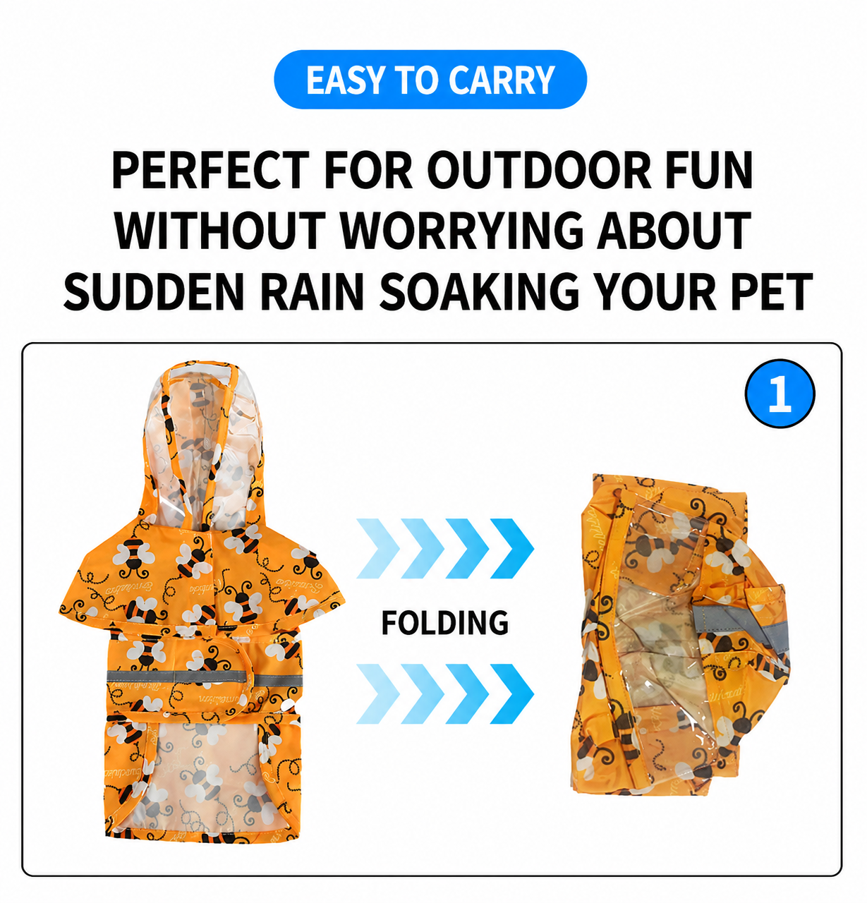UTONPET Reflective Waterproof Pet Rain Jacket, No Blocked Vision Easy Put On Outdoor Rainwear for Cats & Dogs