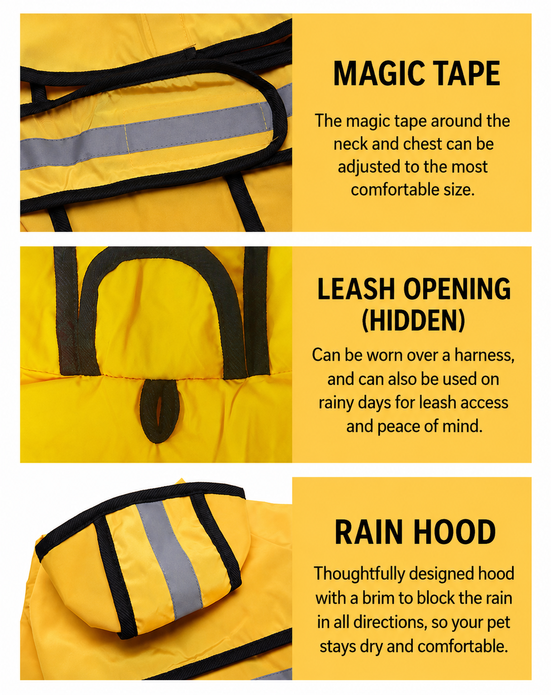 UTONPET Reflective Pet Raincoat, Waterproof Easy On Rain Jacket for Dogs & Cats, Clear Visibility Lightweight Outdoor Rain Poncho